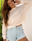 Flower Patchwork Raw Edge Drop Shoulder Top