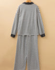 Stripe Collared Top and Drawstring Pants Set