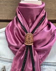 35X35" Solid Rose Wild Rag / Scarf - Leather Slide and Bolo Tie
