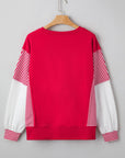 Stripe Leopard Patchwork Long Sleeve Sweatshirt