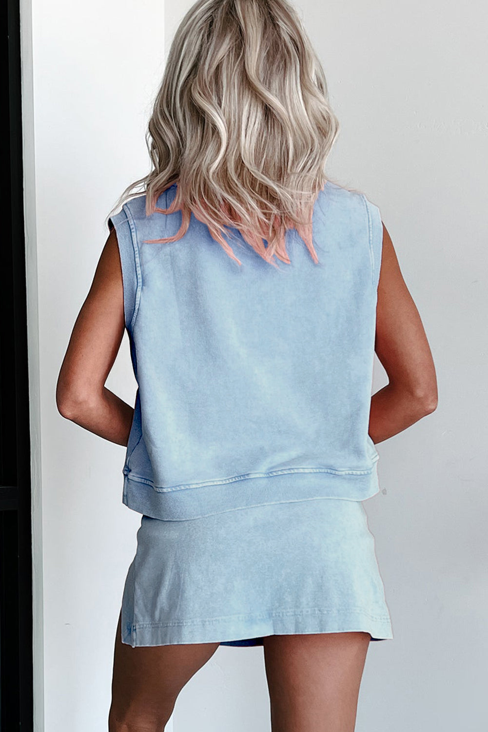 Playdate Mineral Wash Sleeveless Top and Split Skort Set