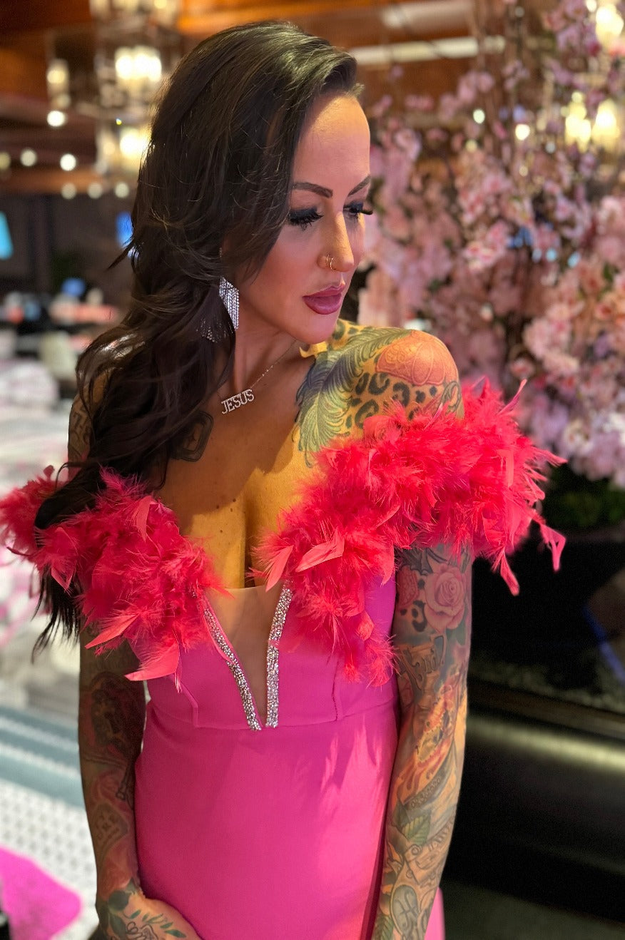 Feathered Bandage Dress