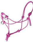 Hilason Western Tack Side Pull Horse Rope Halter Black W/ Nickle Plated Ring