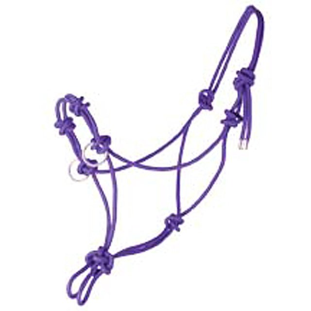 Hilason Western Tack Side Pull Horse Rope Halter Black W/ Nickle Plated Ring