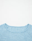 Solid Textured Knit Raglan Long Sleeve Top