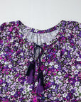 Boho Flower V-Neck Bubble Sleeve Top