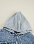 Plaid Patchwork Hooded Denim Jacket