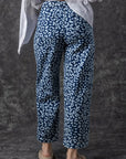 Leopard Drawstring Elastic Waist Pocketed Jeans