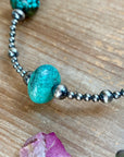 20” Turquoise Rondelle Necklace – Sterling Silver Pearls