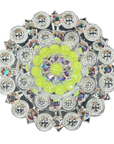 Bright Silver Neon Yellow - AB Crystal Conchos - Sizes from 1"- 3" and Buckles