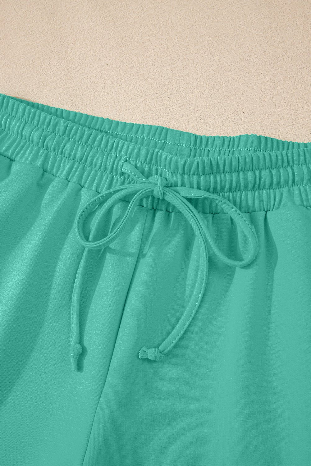 Solid Loose V-Neck Tee &amp; Drawstring Shorts Set