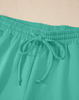 Solid Loose V-Neck Tee & Drawstring Shorts Set