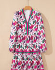 Floral Contrast Stripe Long Sleeve Mini Dress