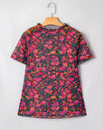 Floral Mesh Short Sleeve Top