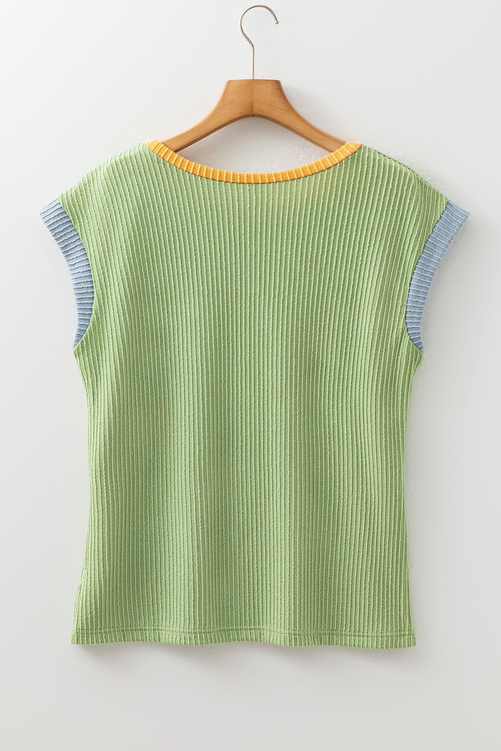 Colorblock Corded Knit Crew Neck Tee