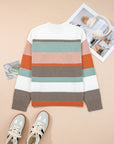 Stripe Colorblock Drop Shoulder Sweater