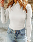 Adelyn Ribbed Knit High Long Sleeve Top