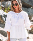 Paula Bow Knot Cutout Back Blouse