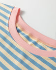 Stripe Contrast Crew Neck Drop Shoulder Tee