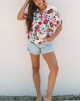 Adele Floral Slit V Neck Blouse