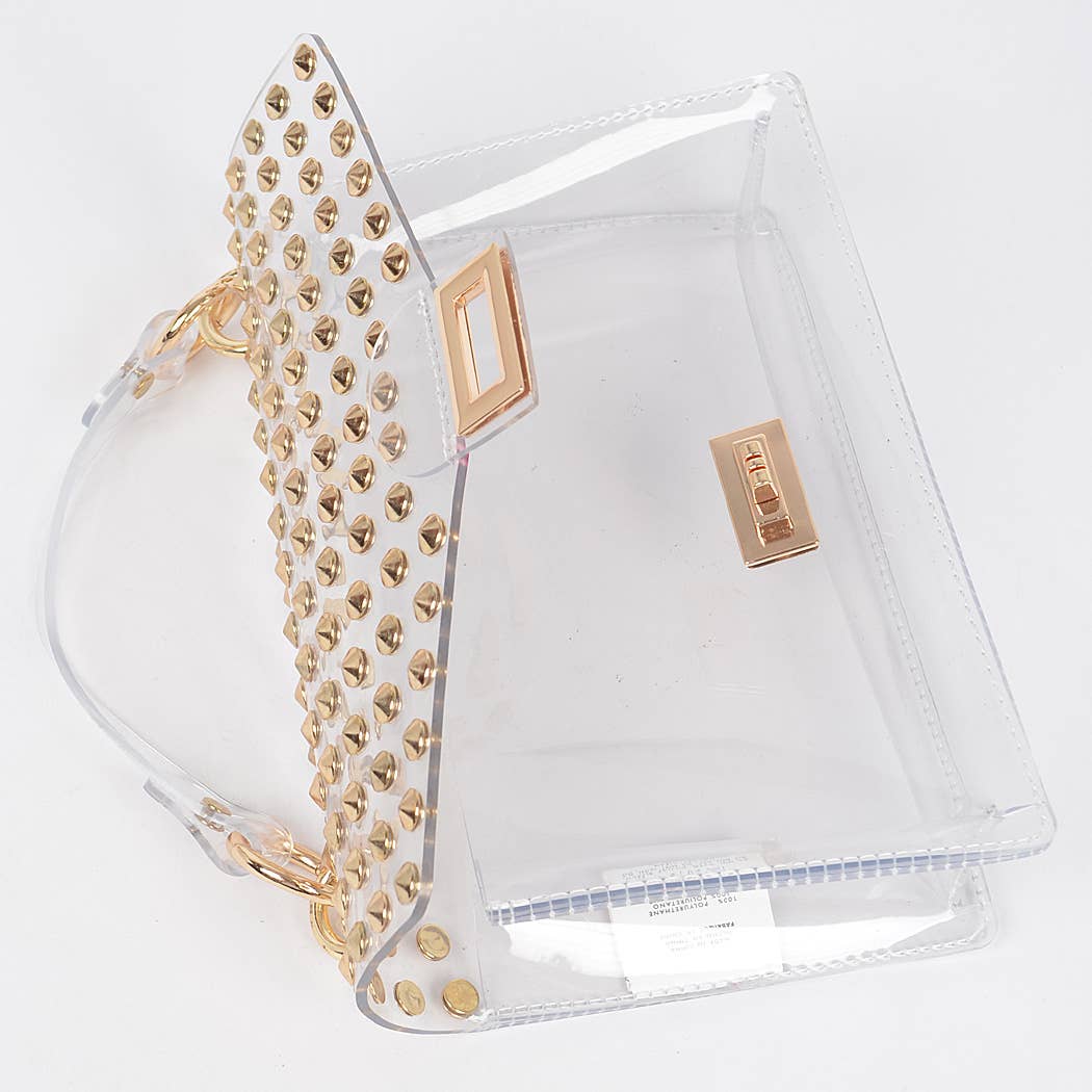 Studded Transparent Top Handle Bag