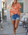 Margo Floral Split Neck Blouse