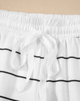 Stripe Zip-Up Drop Shoulder Pullover and Short Set