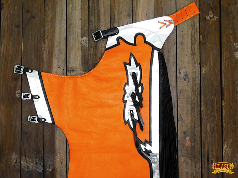 HILASON Western Horse Bull Riding Genuine Leather Rodeo Chaps | for Men and Women Unisex
