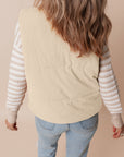 Corduroy Stand Neck Zipped Puffer Vest