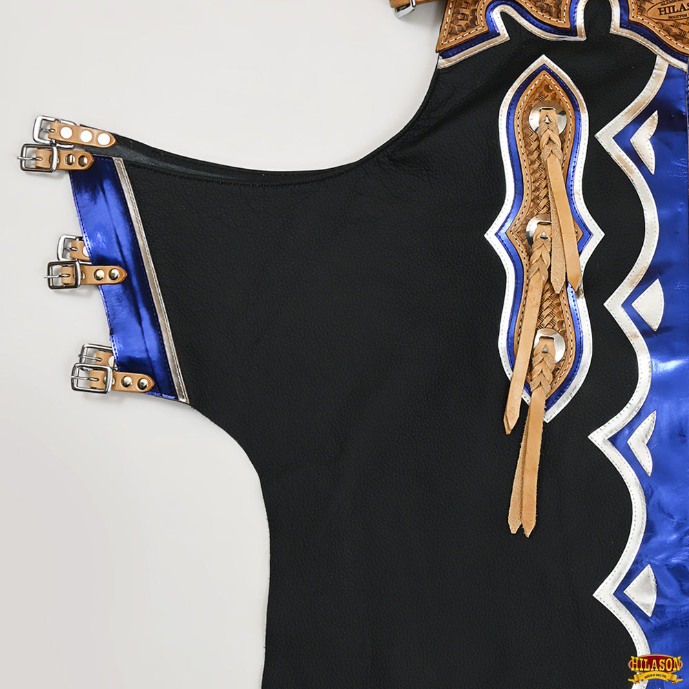 Hilason Handmade Genuine Leather Chaps Adult Handtooled Rodeo Bull Riding