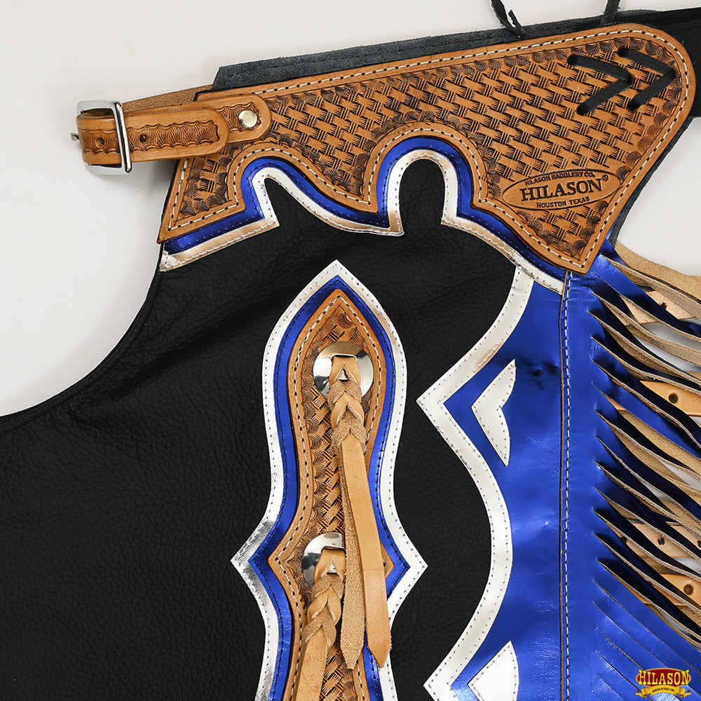 Hilason Handmade Genuine Leather Chaps Adult Handtooled Rodeo Bull Riding