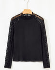 Leopard Mesh Patchwork Long Sleeve Top