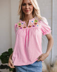 Hadlee Floral Embroidered V Neck Blouse
