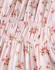 Floral Front Tie Shirred Waist Ruffle Mini Dress