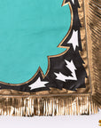 Hilason Pro Rodeo Bull Riding Chaps Genuine Leather Turquoise