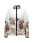 Highland Cow Herd Women's Puffy Bomber Jacket