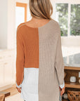 Colorblock Knit V-Neck Sweater