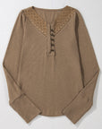Khaleesi anglaise Broider Ribbed Long Sleeve Top