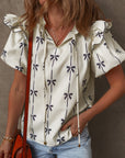 Maisie Bow Bubble Sleeve Blouse