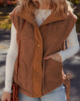 Solid Fleece Snap Button Side Tie Vest