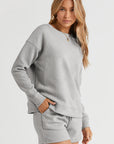 Textured Long Sleeve Top and Drawstring Shorts Set