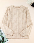 Ariana Texture Drop Shoulder Long Sleeve Top