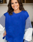 Stripe Patchwork Long Sleeve Colorblock Sweatshirt