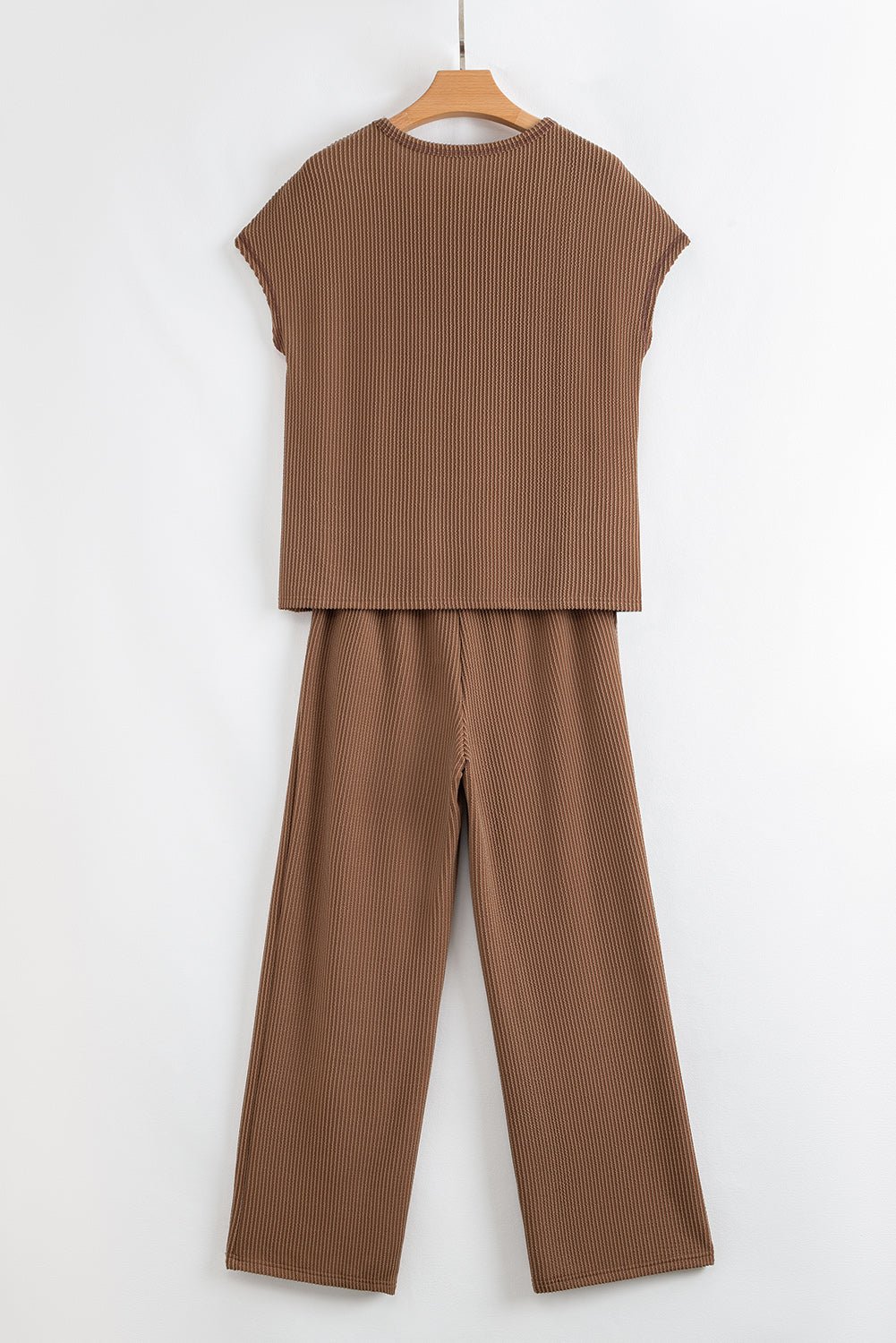 Megan Corded Short Sleeve Top and Casual Pants Set