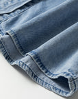 Western Denim Ruffle Peter Pan Collar Shirt