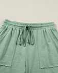 Solid Short Sleeve Tee and Drawstring Pants Set