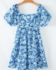 Floral Puff Sleeve Babydoll Mini Dress
