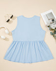 Plus Size Solid Bow-Tie Peplum Tank Top