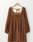 Velvet Tie-Back Square Neck Babydoll Dress
