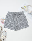 Checker Drawstring Elastic Waist Pocketed Shorts
